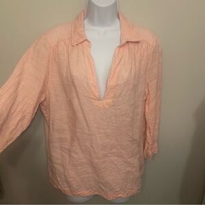 Sigrid Olsen 100% Linen 3/4 Sleeve Top Sz Large (never worn)